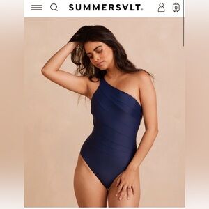 Summersalt Sidestroke One-Piece Swimsuit -Size 16 - Deep Sea Navy